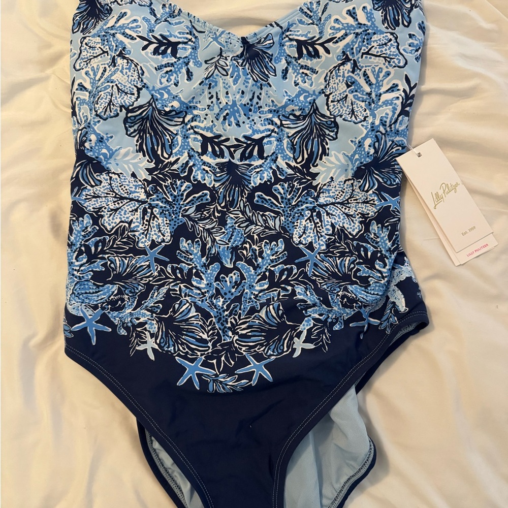Lilly Pulitzer Blue and White Patterned Swimsuit